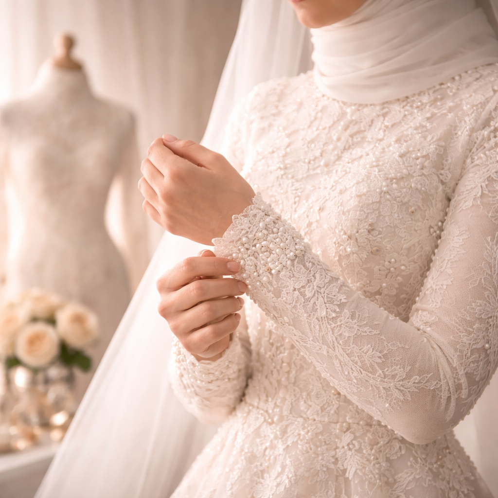 A-Line, Princess and Empire modest wedding dress silhouettes for hijab brides
