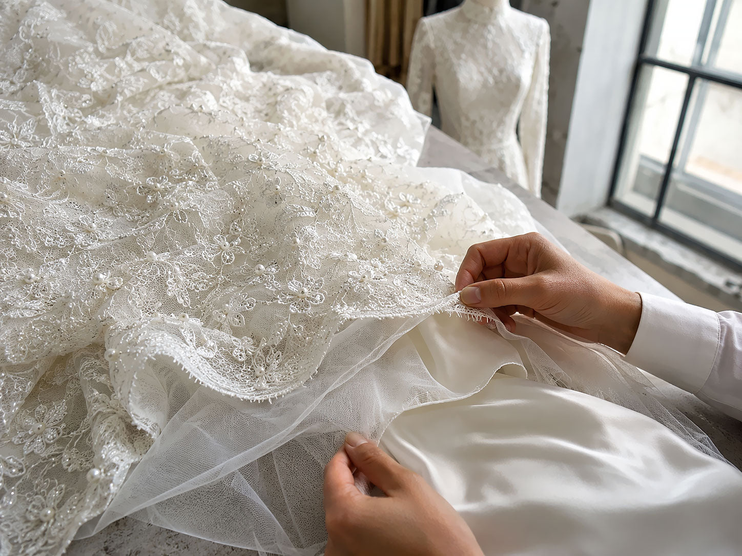 Luxury Bridal Fabric Guide: Lace, Tulle & Lining for Hijab Wedding Dresses