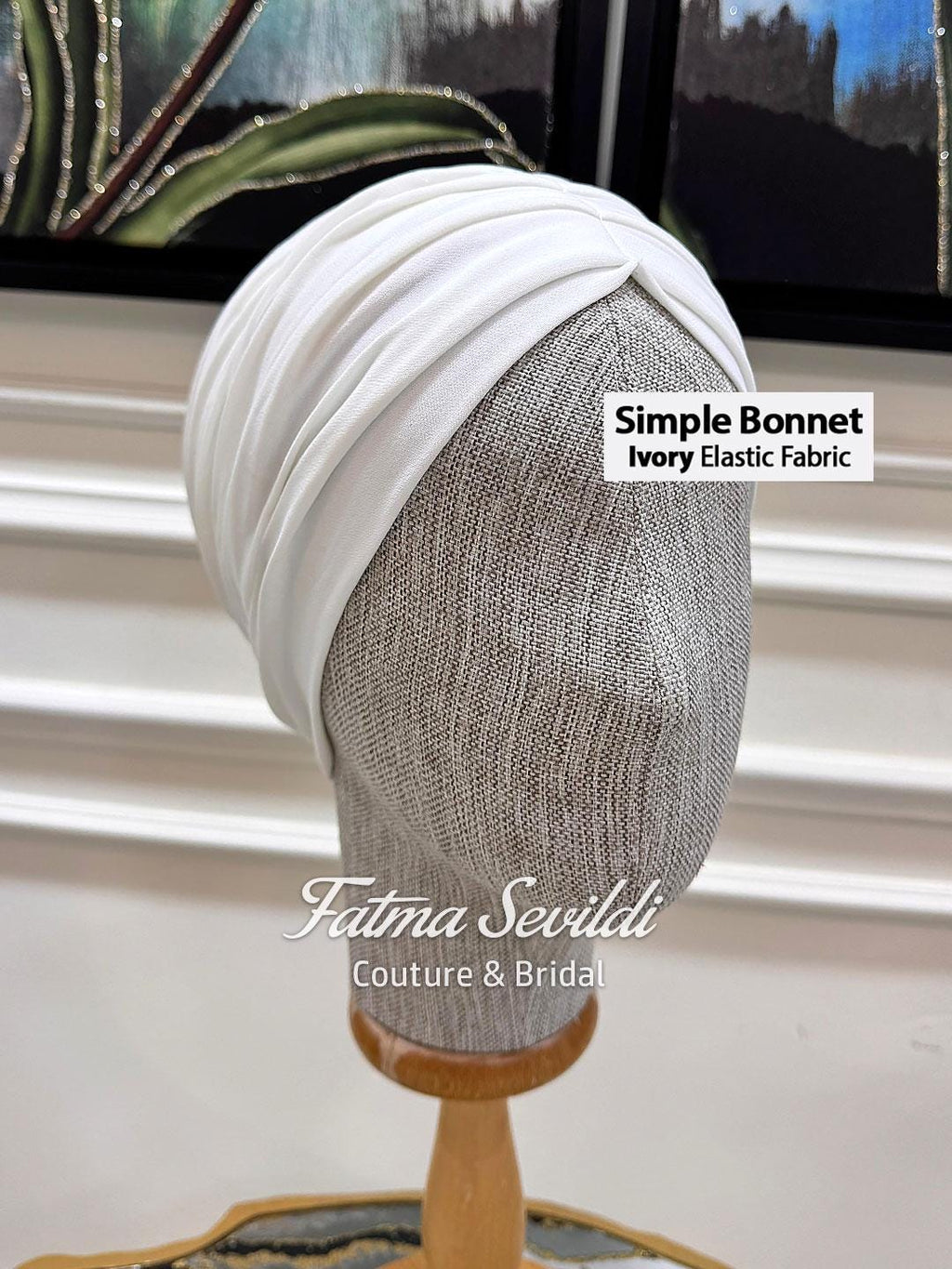 Luxury beaded bridal undercap: elegant handmade ivory bonnet