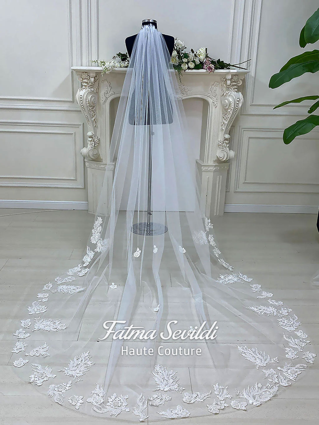 Luxury veiled hijab wedding dress with beaded lace, long sleeves, full coverage bodice, and elegant A-line bridal silhouette. Modest Muslim wedding gown with custom couture detailing and romantic lace veil.