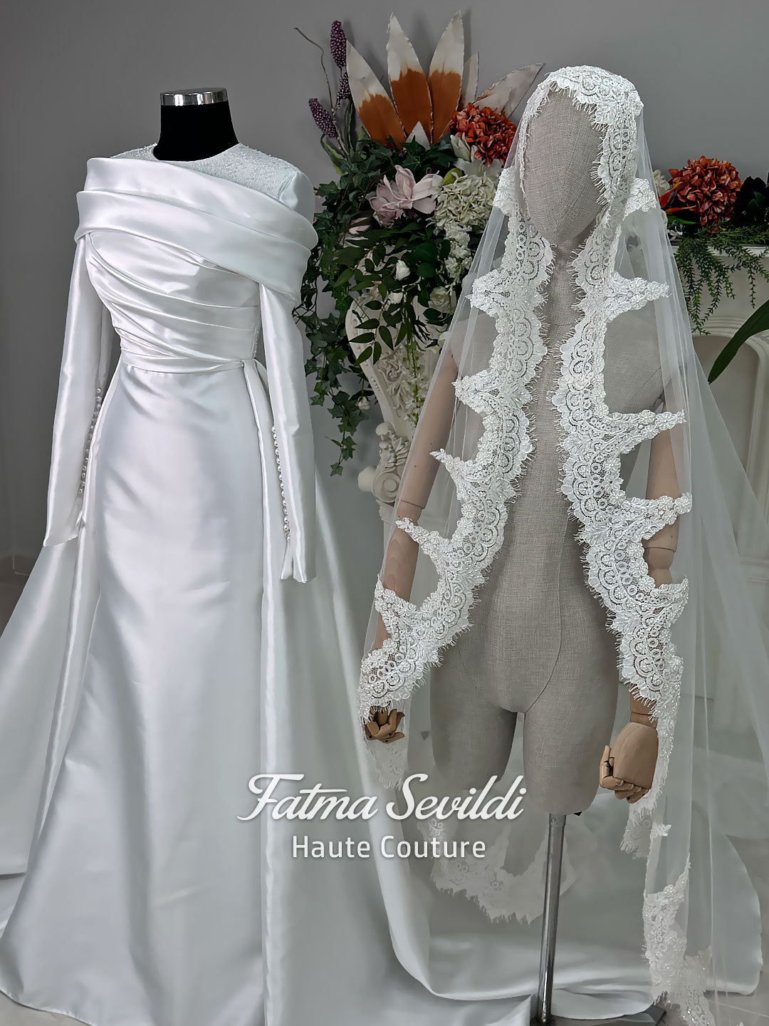 luxury designer dresses with premium fabrics Luxury Satin Ball Gown Wedding Dress with Long Sleeves and Elegant Des Elsi John