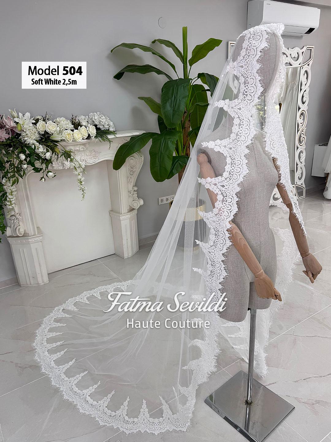 Soft white lace PART12 cathedral veil with floral embroidery