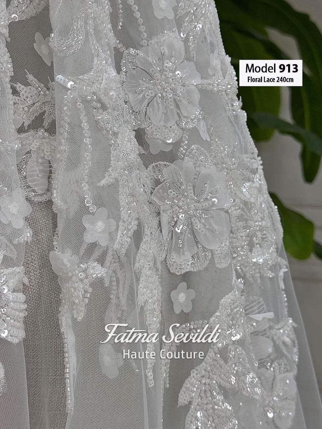 PART10 beaded lace edge cathedral bridal veil with embroidered flowers and sequins