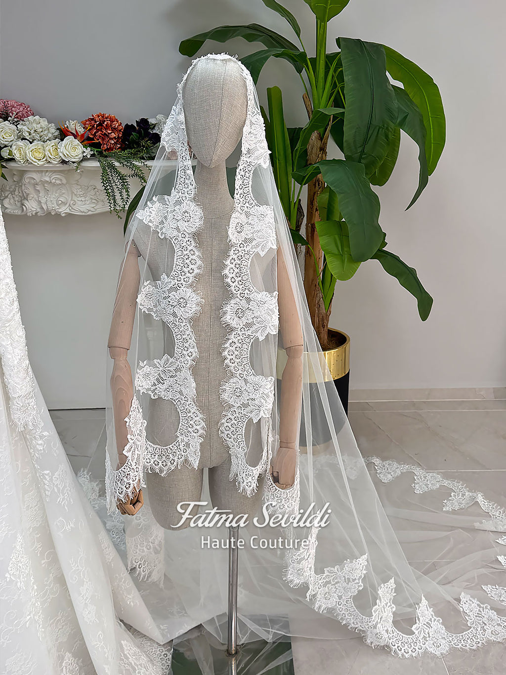 Hijab Wedding Dress, Veiled Detachable Mermaid Skirt Luxury Modest Muslim Bridal Gown