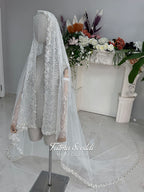 Detachable Beaded Wedding Sleeves with Optional Lace Veil, Luxury Modest Bridal Accessories