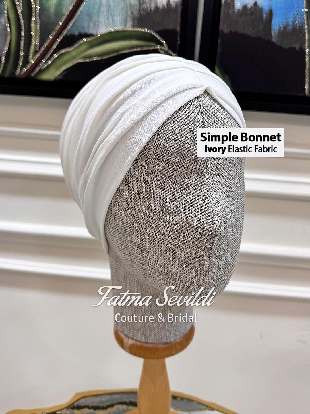 Luxury beaded bridal undercap: elegant handmade ivory bonnet
