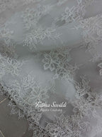 Luxury Basque Hijab Wedding Dress, A Line Beaded Lace Bridal Gown, Veiled Long Sleeve