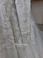 Luxury Hijab Wedding Dress Veiled Sparkle Tulle Long Sleeve Modest Bridal Gown