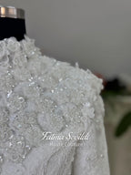 Luxury Modest Ballgown, Hijab Basque Wedding Dress, Long Sleeve High Neck, Veiled