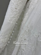 Luxury Modest Ballgown, Hijab Basque Wedding Dress, Long Sleeve High Neck, Veiled