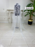 PART1 beaded lace edge cathedral bridal veil with floral embroidery