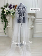 Model 312 cathedral beaded lace bridal veil by Fatma Sevildi Couture