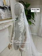 PART3 beaded lace edge cathedral bridal veil with hand-sewn appliqué