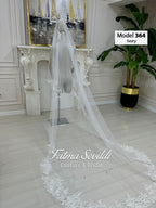 Ivory lace bridal veil by Fatma Sevidli Couture, model 364