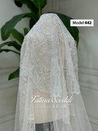 Delicate PART6 beaded lace cathedral bridal veil with silver sequins and tulle