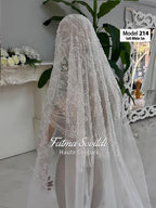 Soft white PART7 lace edge cathedral bridal veil with beading