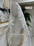 PART8 hand-sewn beaded lace mantilla cathedral veil with floral embroidery