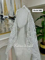 Delicate hand-sewn beaded lace mantilla cathedral veil for bridal luxury