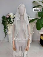 Silver sparkle veil model 515 with beaded lace and shimmering fabric