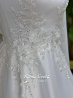 Veiled 3D Floral Hijab Wedding Dress, Long Sleeve High Neck Modest Bridal