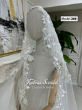 PART8 hand-sewn beaded lace mantilla cathedral veil with floral embroidery