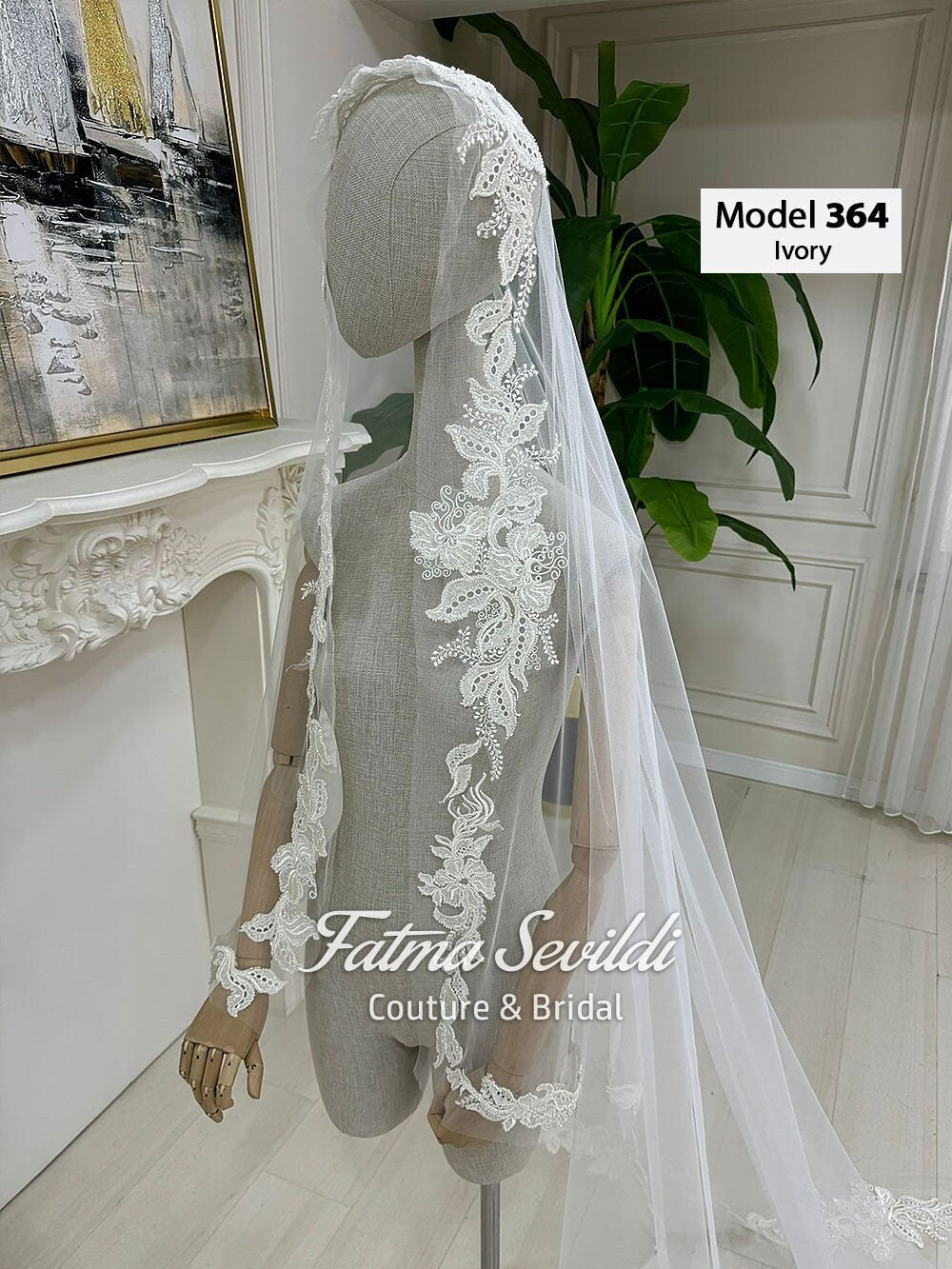PART3 beaded lace edge cathedral bridal veil with hand-sewn appliqué