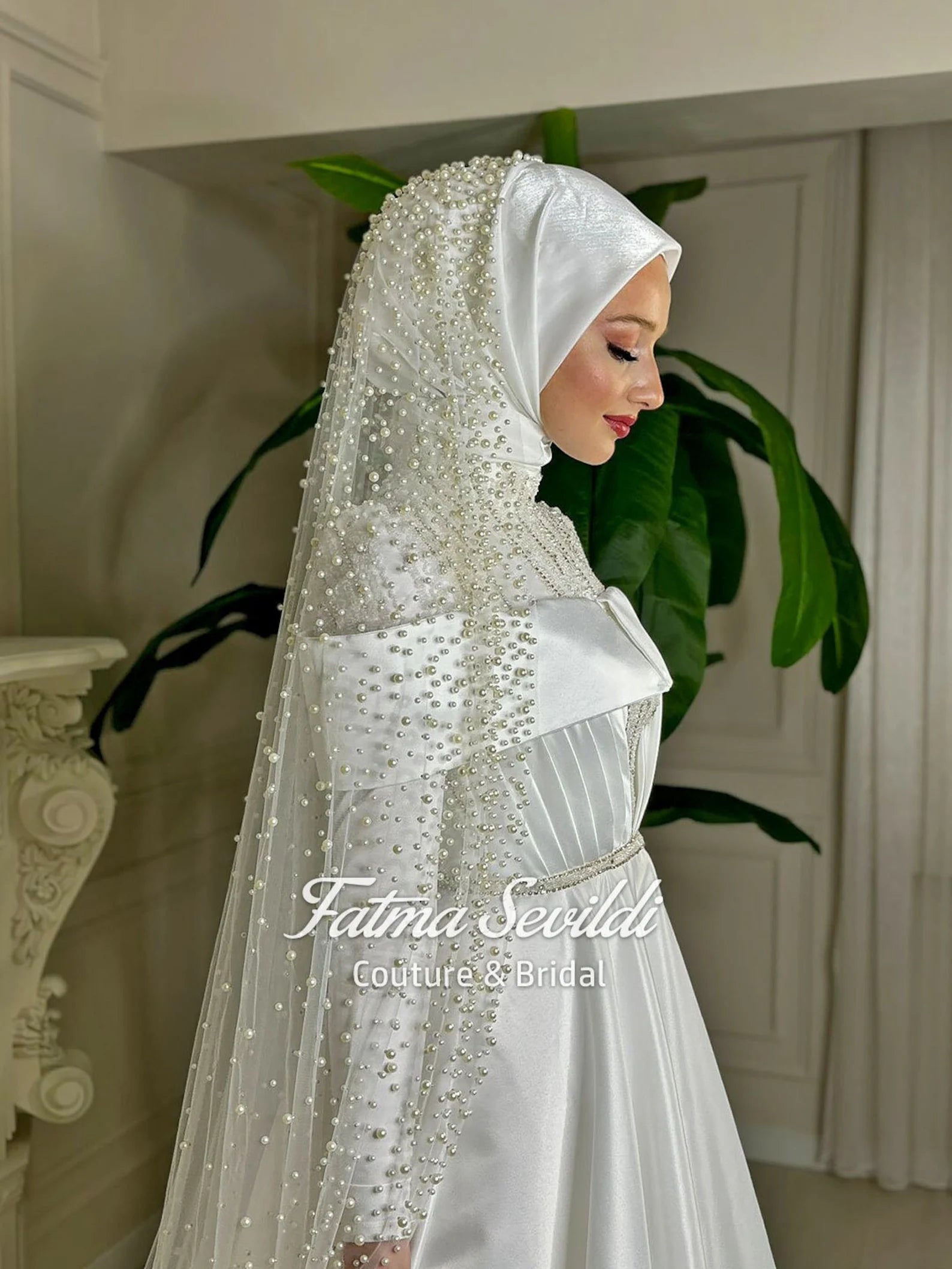 long dress satin hijab Beige Crepe Satin Dress XS / Regular
