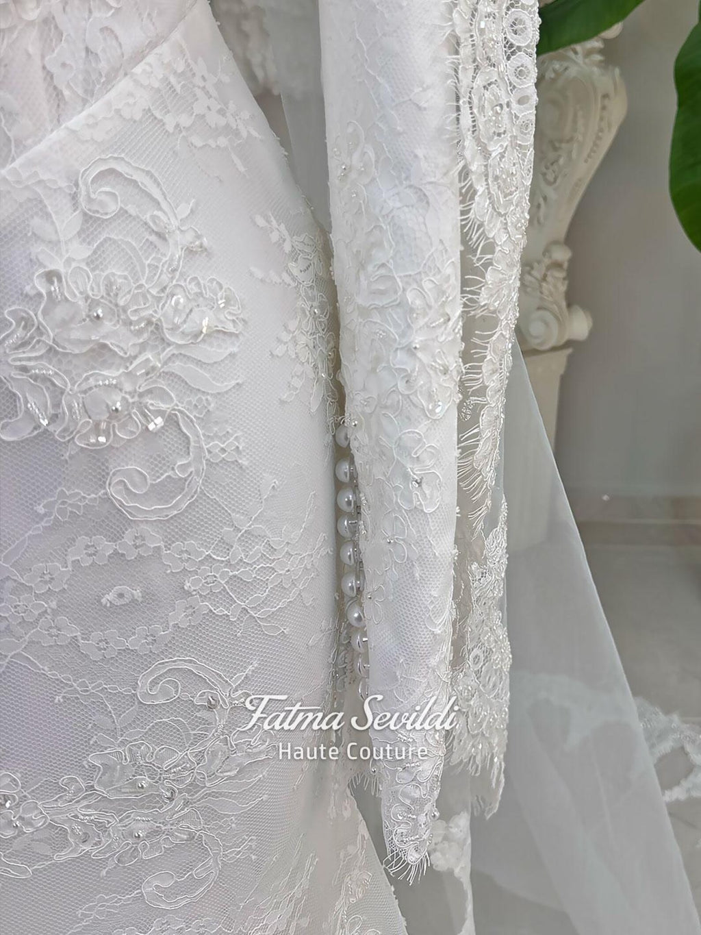 Hijab Wedding Dress with Detachable Overskirt, Veiled Luxury Modest Bridal Gown