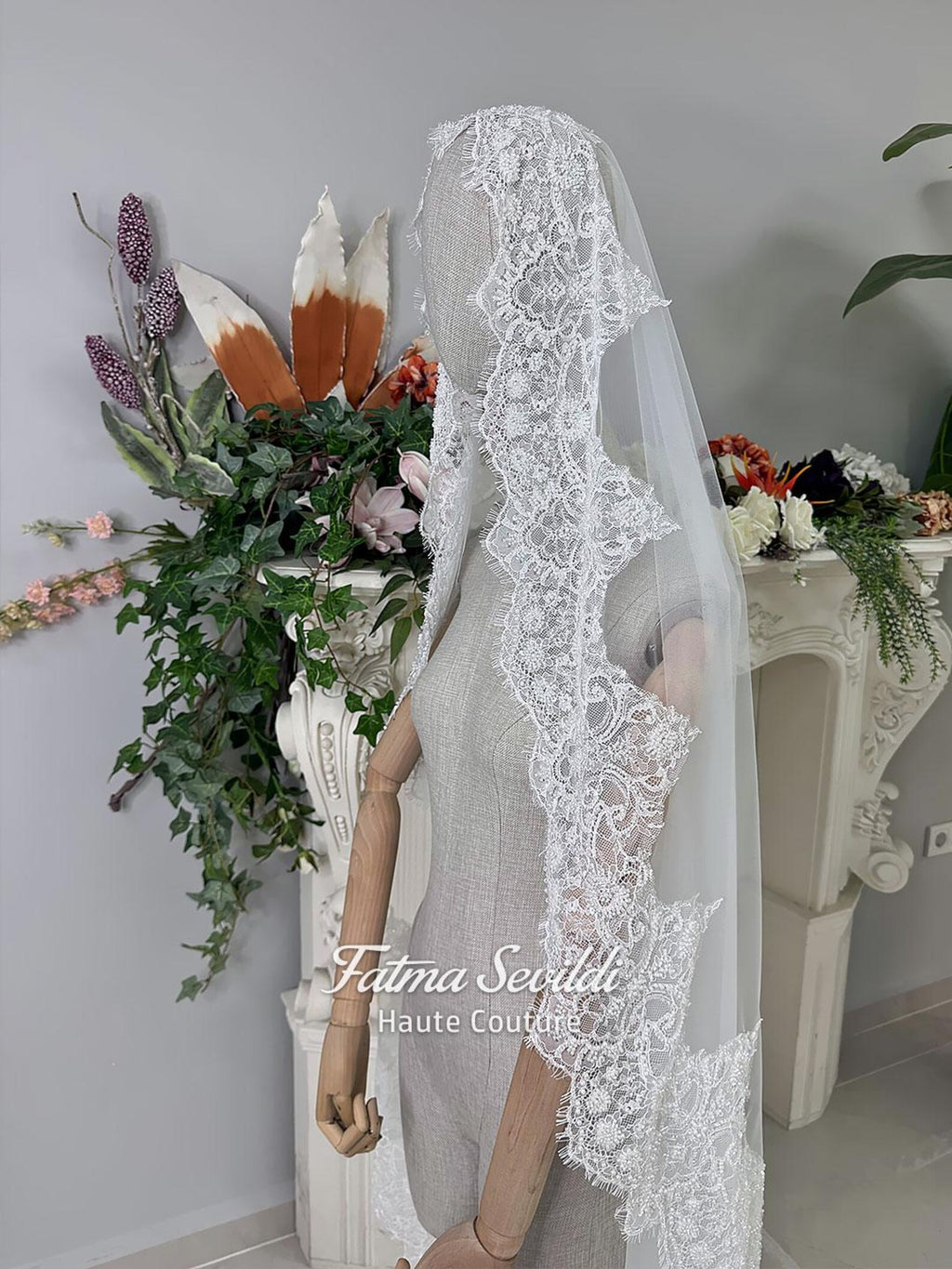 Hijab Wedding Dress with Detachable Overskirt, Veiled Luxury Modest Bridal Gown