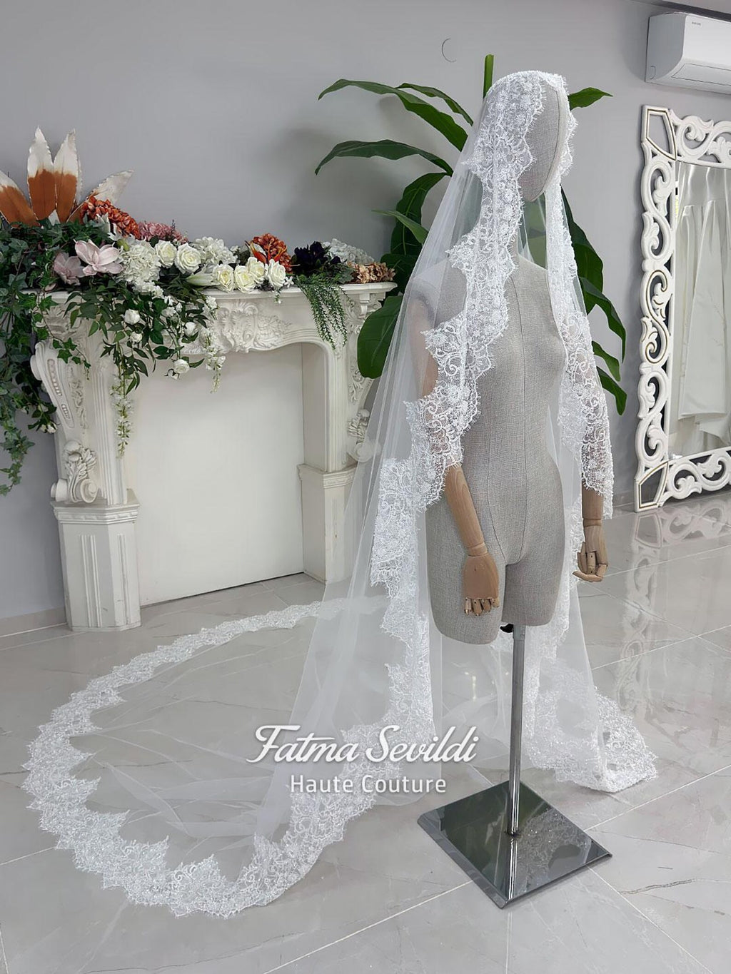 Hijab Wedding Dress with Detachable Overskirt, Veiled Luxury Modest Bridal Gown