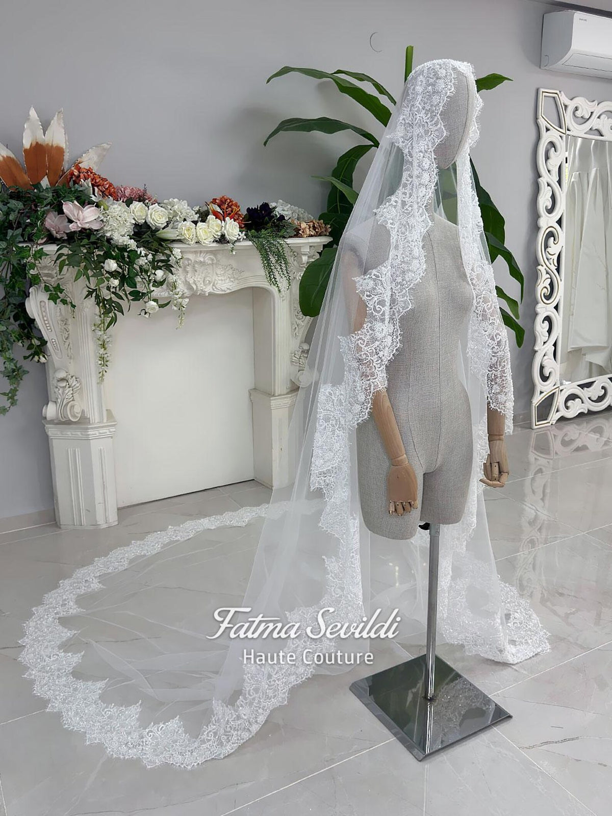 Hijab Wedding Dress with Detachable Overskirt, Veiled Luxury Modest Bridal Gown